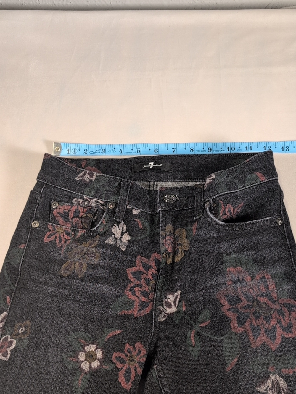 7 for All Mankind Roxanne Black Floral Skinny Ankle Jeans Size 25 - Picture 6 of 12